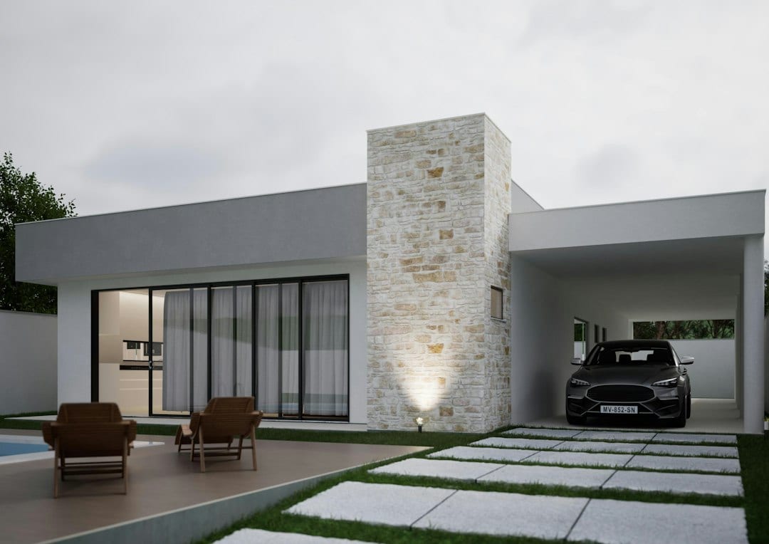 Modern landed home facade with car porch