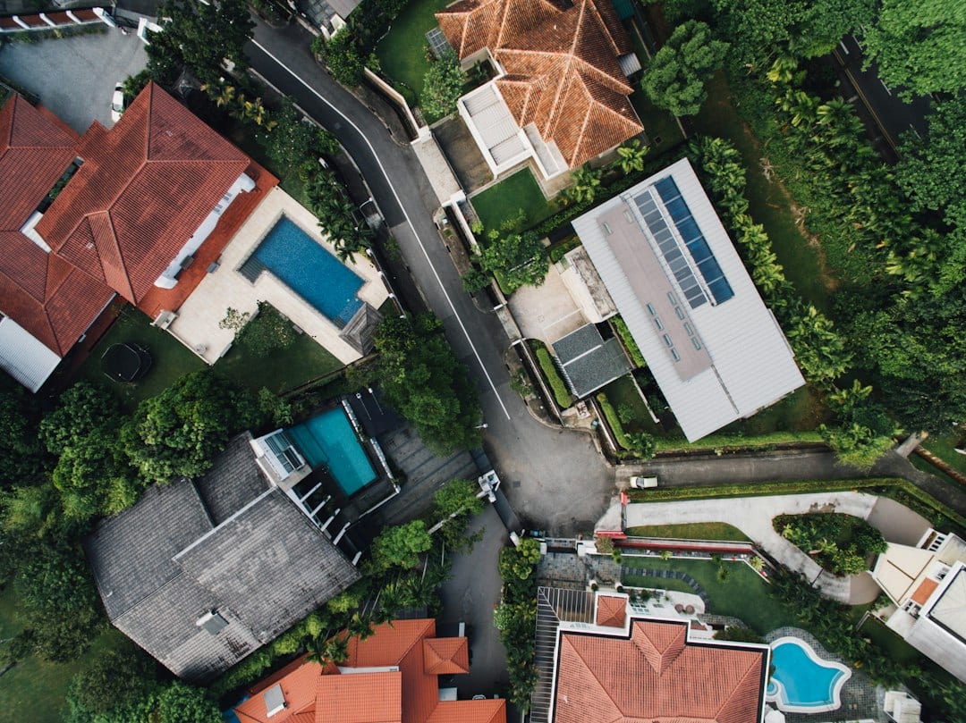 Aerial map of Singapore residential district with landed houses