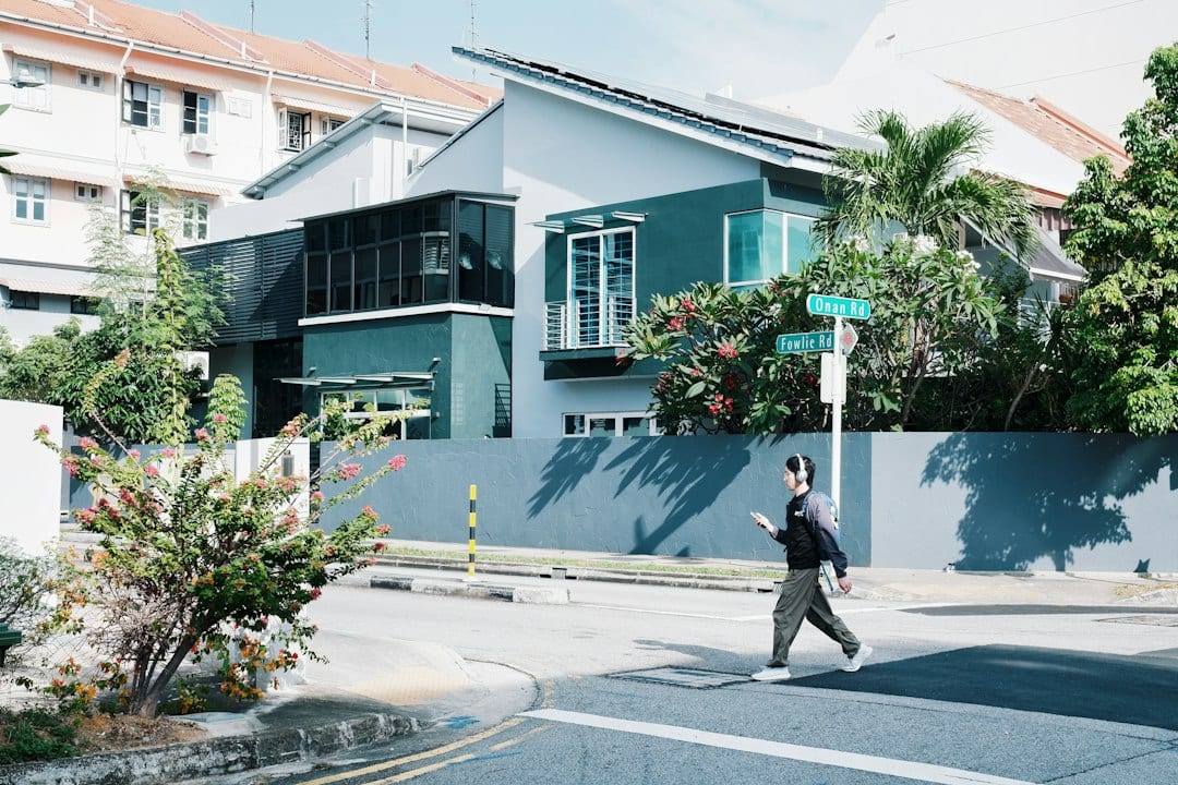 Tree-lined residential street in Serangoon Gardens, Singapore