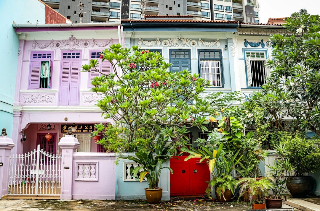 Wide facade of a landed terrace house in Serangoon Gardens, Singapore